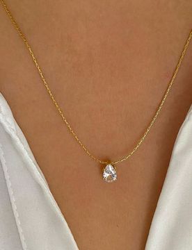 Pieza Collar de joyería de acero inoxidable para mujer con colgante de gota de agua de circonita cúbica, accesorio versátil para uso diario