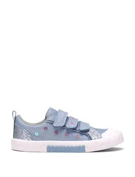 Kids' Denim Canvas Riptape Trainers (7 Small-9½ Small) Blue Female - Clarks - FashionsVida