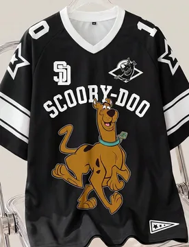Camiseta de manga corta con cuello en V casual y estampado de letras y perros para hombres de talla grande, de verano - Shein - FashionsVida