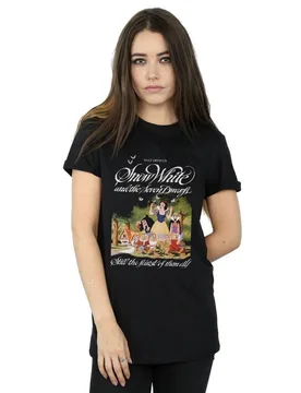 Women's Snow White & The Seven Dwarfs Cotton Boyfriend T-Shirt in Black Size: XL - Black - Size: XL - Disney - FashionsVida