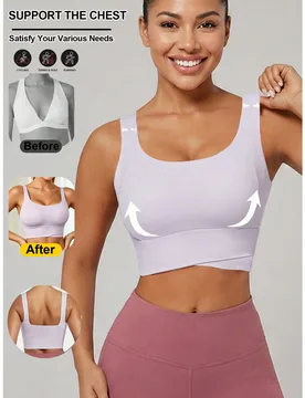Camiseta de tirantes de yoga transpirable con sujetador deportivo con función antichoque y fruncido que te da una hermosa forma de espalda, camiseta - Shein - FashionsVida