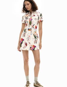 Robe courte collage, , Blanc, L