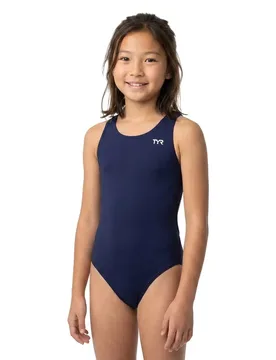Durafast Elite Solid Maxfit Swimsuit Navy 7-8 Years Girls - TYR - FashionsVida