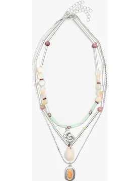 Collar corto doble con cuentas y abalorios decorativos - Parfois - FashionsVida