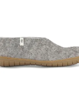 Egos Handmade Natural Wool Full Slipper Shoe - Natural Grey - Egos Copenhagen - FashionsVida