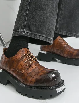 Classic Men Thick-soled Derby Shoes Black Brown Men Casual Comfortable Breathable Fashionable Big-headed Shoes Social Shoes Men - Aliexpress - FashionsVida