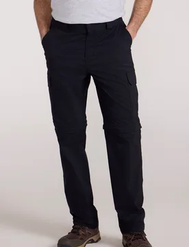 Delta Mens Cargo Stretch Zip-Off Trousers Regular - Black - Black - Size: W42 - Mountain Warehouse - FashionsVida