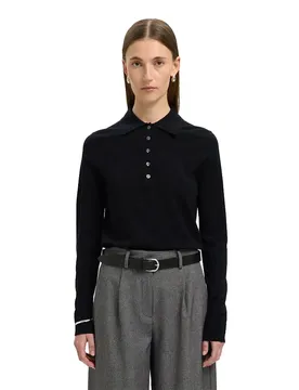 Polo A Maniche Lunghe Thea Black 2XL