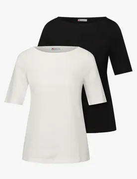 Basic Shirt im 2er-Pack female Multicolour Weiß Schwarz