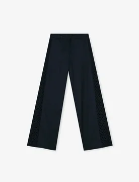 Pantalón recto de mujer relaxed fit con franjas laterales en tejido bordado - Scalpers - FashionsVida