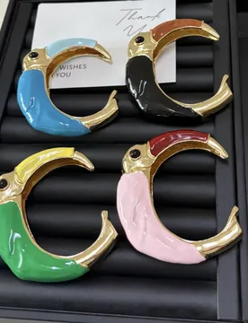 Chic Retro Toucan Enamel Bangle Exaggerated Metal Colorful Drop Oil Statement Open Bracelet Unique Jewelry for Party Daily Wear - Aliexpress - FashionsVida