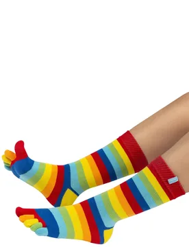 Mens and Women's 1 Pair TOETOE Essential Stripe Mid Calf Toe Socks Rainbow 4-11 UK - Multi Coloured - Size: 4-11 UK - SockShop - FashionsVida