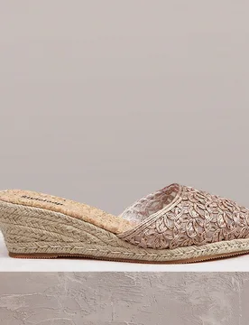 Sandalias de cuña con talón grueso de cuerda de cáñamo y trenzado en color champán para mujer, estilo bohemio, adecuadas para salir, vacaciones, - Shein - FashionsVida