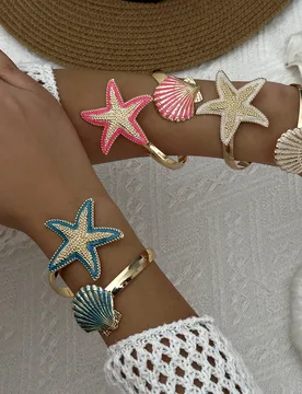 Exaggerated Punk Metal Irregular Big Starfish Shell Open Bracelet for Women Adjustable Bangle Beach Vacations Jewelry Party Gift - Aliexpress - FashionsVida