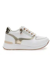 Sneakers Bianche con dettagli Dorati e Platform L8481 32