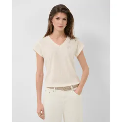 Camiseta de mujer cuello pico punto