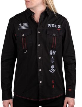 Langarmhemd - Battalion Hemd - S bis 3XL - für Männer - Größe S - schwarz - Männer - male