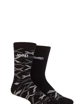 Mens 2 Pair Heavy Cushioned Bamboo Boot Socks Black / Charcoal 6-11 - Black - Size: 6-11 Mens - Jeep - FashionsVida