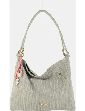 Bolso hobo mediano de canvas con asa firme y colgante artesanal - Kbas - FashionsVida
