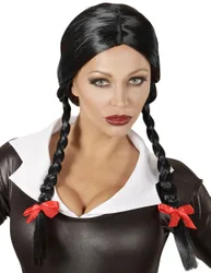 Gothic-Perücke für Damen Halloween-Perücke schwarz-rot - female