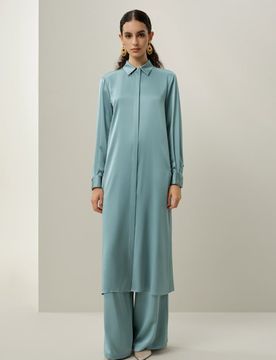Modeste Soie Charmeuse Stretch Élégante Robe Chemise Longue S