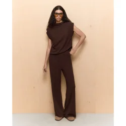 Pantalón de mujer con pata ancha tejido estructura