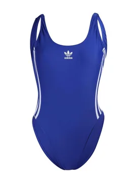 Womens 3 Stripes Swimsuit In Blue-White - Blue & White - Size 6 Uk - adidas Originals - FashionsVida