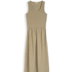Vestido midi sin mangas con cuello redondo