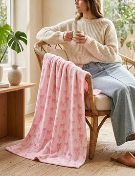 Coperta con motivo fiocchi - rosa pastello