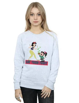 Women's Wreck It Ralph Eat Your Fruit Sweatshirt in Grey Size: Large - Grey - Size: L - Disney - FashionsVida