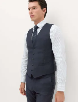 Pure Wool Prince of Wales Check Waistcoat Navy male - M&S SARTORIAL - FashionsVida