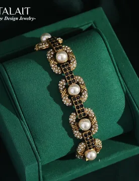 Women Vintage Pearl Charm Bracelets High Brand New Jewelry Luxury French Geometric Designer Black Rhinestones Dating Accessories - Aliexpress - FashionsVida