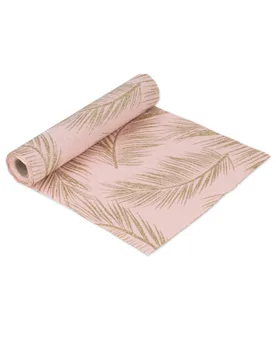 Tischläufer aus Leinen altrosa goldene Farne 28 cm x 5 m tropisch - ARTYFETES - FashionsVida