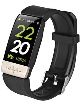 Fitnesstracker mit Körpertemperatur-Messung schwarz