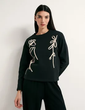 Sfera - Sudadera aplique cordón - Sfera - FashionsVida
