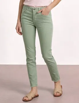Straight Leg Jeans mit offenem Saum female Grün