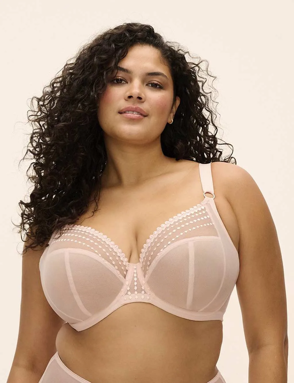 Matilda Mesh Embroidery Wired Plunge Bra DD-K Blush female - Elomi - FashionsVida