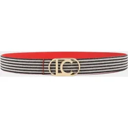 Cinturón reversible coral y canvas a rayas hebilla logo ovalado LC