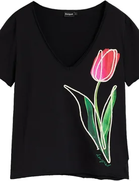 Camiseta de mujer estampado floral 100% algodón - Desigual - FashionsVida