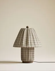 Full Pleat Gingham Table Lamp Neutral