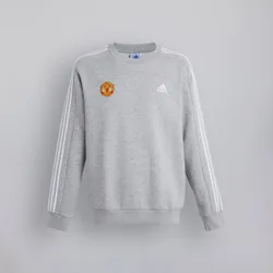 Manchester United x Essentials Fleece 3-Stripes Sweatshirt Grey S