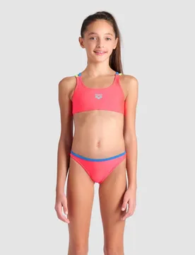 Two Pieces Solid Mädchen Bikini, rot 128