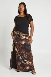 Womens Plus Mesh Maxi Skirt - Leopard - Size 16 Uk
