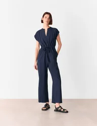 Drawstring Sleeveless Jumpsuit Navy female