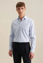 Regular Business Hemd Karo Blau 38
