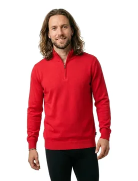 FaÇonnable Maglione Con Mezza Zip Merino Berry Red M - Façonnable - FashionsVida