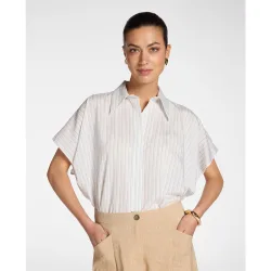 Camisa de mujer de rayas diplomáticas con mangas cortas