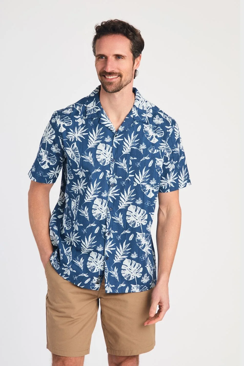 Cotton Mens Printed Poplin Short Sleeve Shirt - - Size: S - Tokyo Laundry - FashionsVida