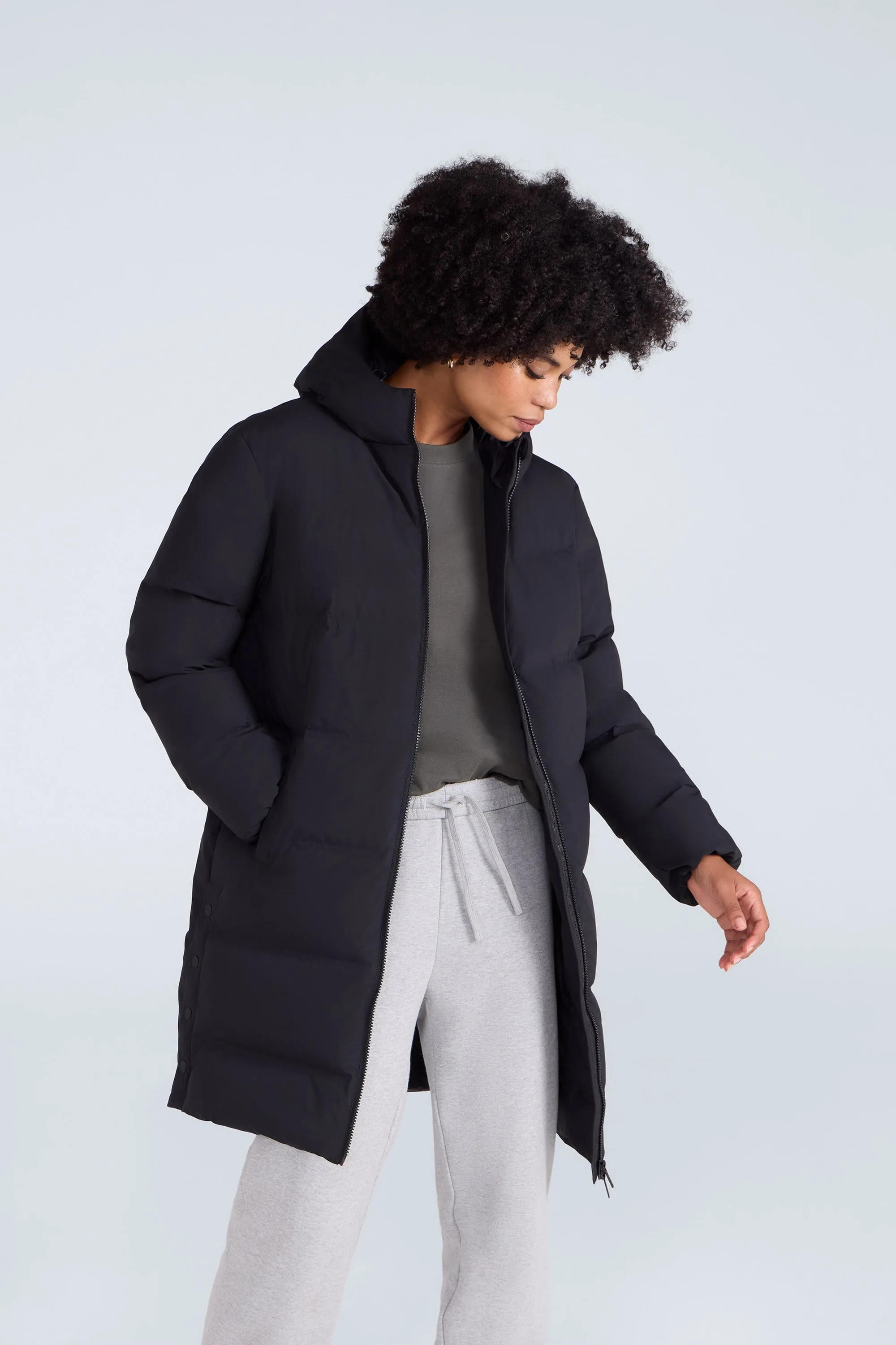 Cosi Cloud Womens Mid Length Down Coat - Black - Black - Size: 10 - Animal - FashionsVida