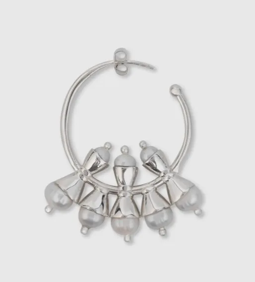 AENÃLIA Oia Earrings Silver Pearls - AENÃLIA - FashionsVida